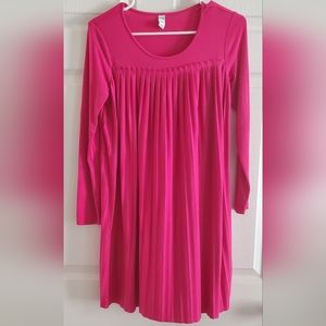 Old Navy girl’s Pleated pink fuschia long sleeved jersey midi dress L 10/12